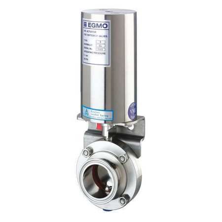 Zoro Select Butterfly Valve, 1" Tube Size, Clamp 51C-61.0MS/STH