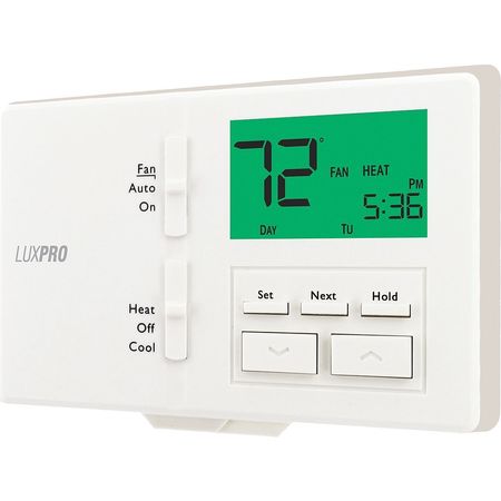 Lux Programmable / Non-Programmable Thermostat, 7, 5-2 Programs, 1 H 1 C, Wall Mount, Hardwired/Battery P711