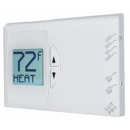 LUX Non-Programmable Thermostat, 1 or 2 H 1 C, Wall Mount, Hardwired/Battery, 24VAC PSDH121B