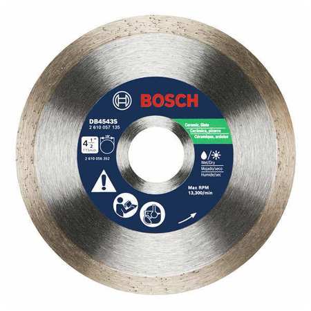 BOSCH Diamond Blade, Wet/Dry Cut, 7/8"Arbor Hole DB4543S