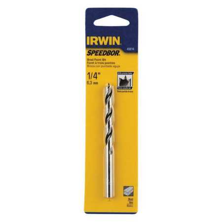 IRWIN Wood Drilling Bit, 1/4 Bit dia., Steel 49614