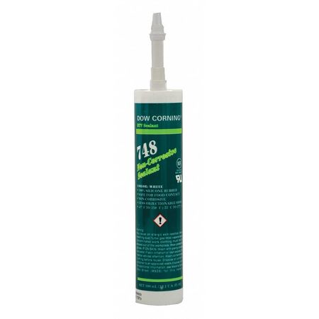 DOW Non-Corrosive Sealant, 10.1 oz, Cartridge, White, Silicone Base 99180561