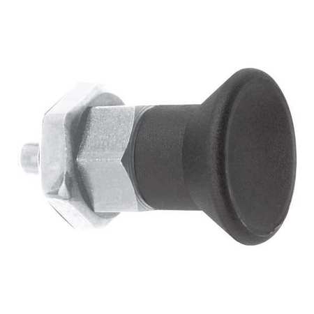 KIPP Indexing Plunger, Short, Size: 0, D1= 5/16-24, D=4, Style B, Non-Lockout W. Locknut, SS Pin Not Hard K0631.16004AK