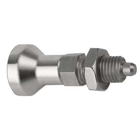 KIPP Indexing Plunger, All SS, Size: 2 D1= M12X1, 5, D=6, Style B Non-Lockout W Locknut, Pin Not Hard K0632.112206