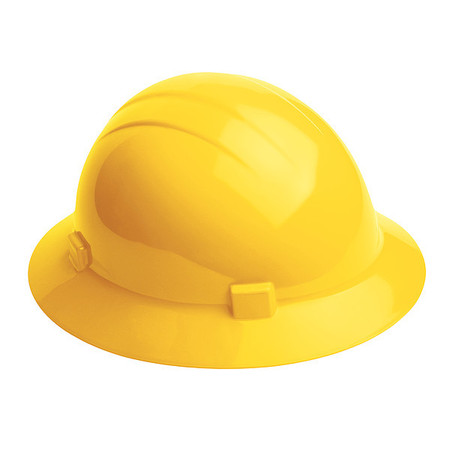 Erb Safety Full Brim Hard Hat, Type 2, Class E, Ratchet (4-Point), Yellow 20005