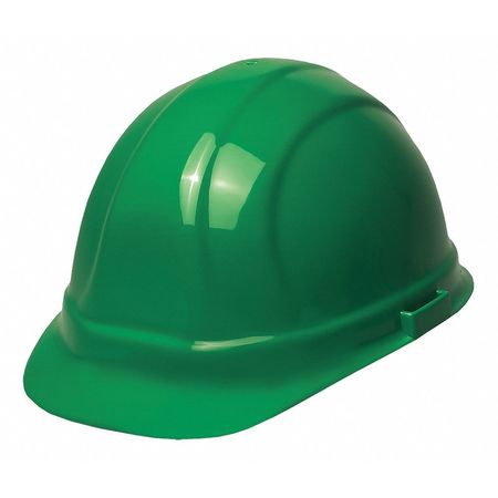 Erb Safety Front Brim Hard Hat, Type 1, Class E, Pinlock (6-Point), Green 19138