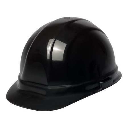 Erb Safety Front Brim Hard Hat, Type 1, Class E, Pinlock (6-Point), Black 19139