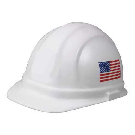 Erb Safety Front Brim Hard Hat, Type 1, Class E, Pinlock (6-Point), White 19140