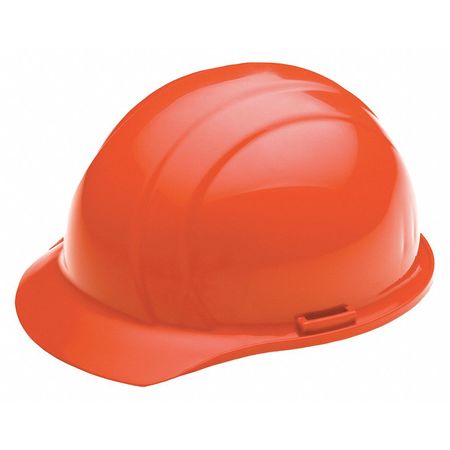 ERB SAFETY Front Brim Hard Hat, Type 1, Class E, Ratchet (4-Point), Orange 19363