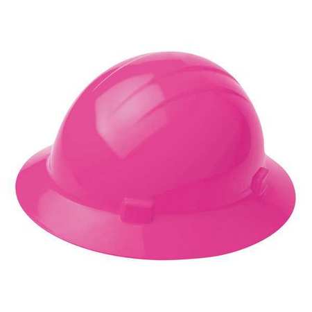 Erb Safety Full Brim Hard Hat, Type 1, Class E, Pinlock (4-Point), Hi-Vis Pink 19210
