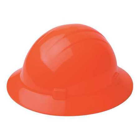Erb Safety Full Brim Hard Hat, Type 1, Class E, Ratchet (4-Point), Hi-Vis Orange 19225