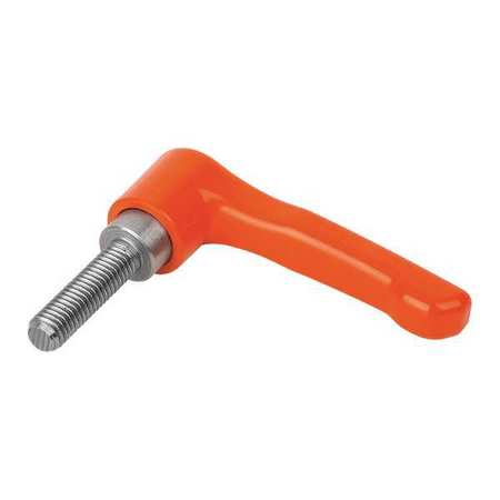 KIPP Adjustable Handle, Low Profile, Size: 2, 5/16-18X15 Zinc, Orange RAL 2004, Comp: Stainless Steel K0738.2A32X15