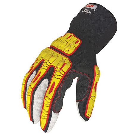 CONDOR Impact Gloves, Size S, Black/Yellow, PR 53GM91