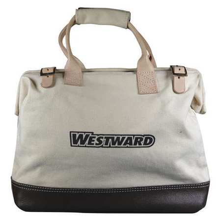 WESTWARD Wide-Mouth Tool Bag, Tan, Canvas, 1 Pockets 53JW33