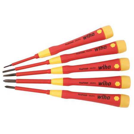 Wiha Insulated Screwdriver Set, Phillips/Slotted Tip, Ideal for Electrical Work, 5-Piece 32085