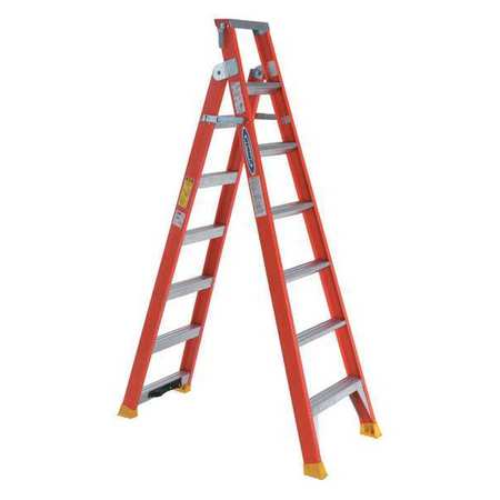 Werner Multipurpose Ladder, Stepladder, Straight Configuration, 15 ft, Fiberglass, 300 lb Load Capacity DP6208