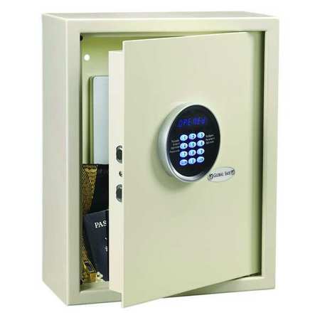 Global Safe Hotel Safe, 0.66 cu ft, 35.2 lb, Not Rated Fire Rating 824 Off White 55