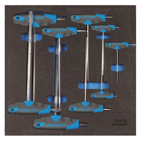 Gedore 9 Piece Metric T-Shape Hex Key Set, 1500 CT2-DT 2142 1500 CT2-DT 2142