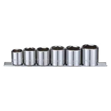 Westward 3/8" Drive Socket Set SAE 6 Pieces 11/16 in to 1 in , Chrome 53PN38