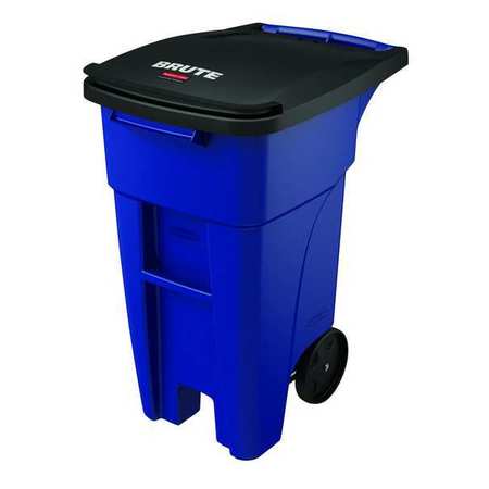 RUBBERMAID COMMERCIAL 32 gal Rectangular Trash Can, Blue, 20 1/2 in Dia, Lift Up, HDPE 1971943
