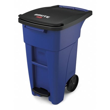 Rubbermaid Commercial 32 gal. Rectangular Trash Can, Blue, 20 1/2 in Dia, Step-On, HDPE 1971946