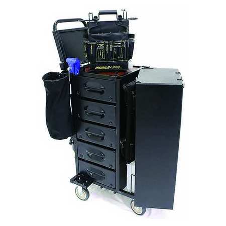 Mobile Shop H3O Utility Cart, 5 Drawer, Black, Steel, 16 in W x 36 in D x 40 in H MS-H3O-EMTY