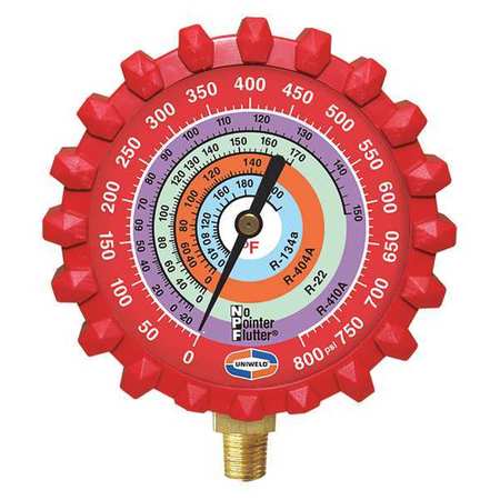 Uniweld Refrigerant Gauge, Red, 3-1/4" L, 800 psi G429ND