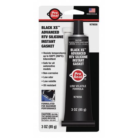 Pro Seal Oil Resistant Gasket Maker, 3 oz, Black, Temp Range -65 Degrees  to 500 Degrees F 79056
