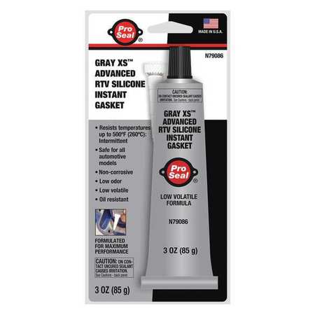 Pro Seal Oil Resistant Gasket Maker, 3 oz, Gray, Temp Range -65 Degrees  to 500 Degrees F 79086