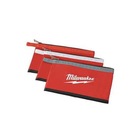 Milwaukee Tool Canvas Zipper Pouches, Red, 3-Pack 48-22-8193
