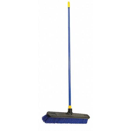 Quickie 24 in Sweep Face Push Broom, Stiff, Synthetic, Blue, 60 in L Handle 599