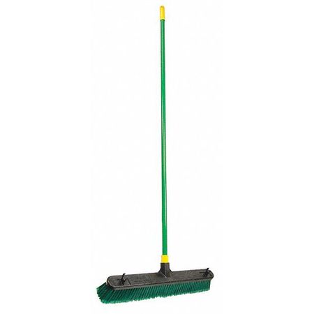 Quickie Push Broom, 60 in L, 24 in Sweep Face, Soft/Stiff Combo, Synthetic, 3 1/8 in Red Bristle 538