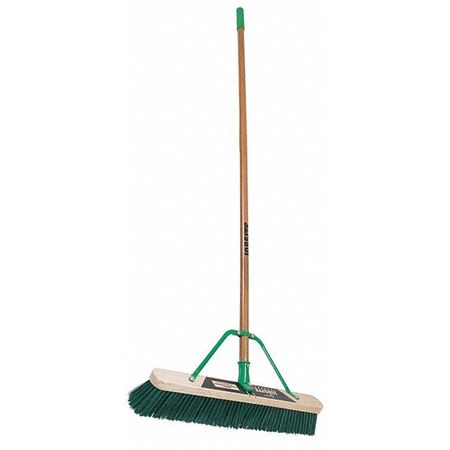 Quickie 24 in Sweep Face Push Broom, Stiff, Synthetic, Green, 60 in L Handle 868SU