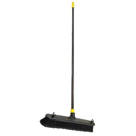 Quickie Push Broom, 24 in Sweep Face, Soft, Natural, Black Bristle, 3 1/8 in Bristle Lg, Steel 594