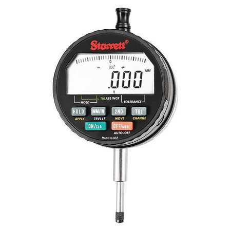 STARRETT Electronic Indicator, 0.6"/15mm Range F2720ADM