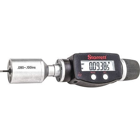 STARRETT Internal Micrometer, 0.080 to 0.100"Range 770BXTZ-100
