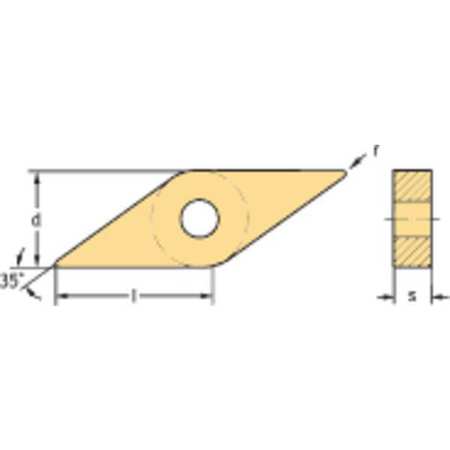 WALTER Diamond Turning Insert, Diamond, 3, VNMG, 2, Carbide VNMG160408-MK5 WKK20S