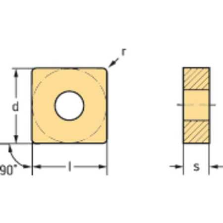 WALTER Square Turning Insert, Square, 4, SNMG, 3, Carbide SNMG120412-MK5 WKK20S