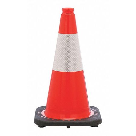 Zoro Select Traffic Cone, Day or Low Speed Roadway (40 mph or less), 3 lb, Reflective, 18 in Height, Orange RS45015C3M6