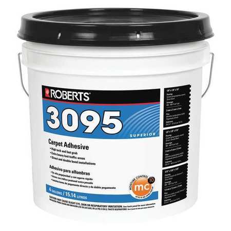 ROBERTS Floor Adhesive, 3095 Series, Beige, 4 gal, Pail 3095-4