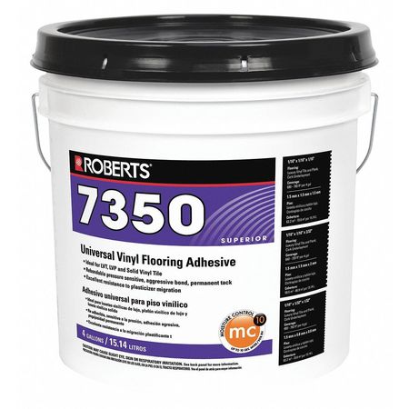 ROBERTS Floor Adhesive, 7350 Series, Off-White, 4 gal, Pail 7350-4