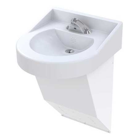 BESTCARE Bathroom Sink, White, D-Shaped, 15" x 12" WH3775-3375L-SO-110V-BAT