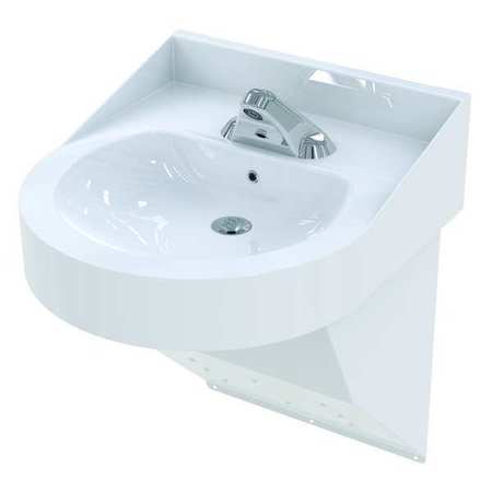 BESTCARE Bathroom Sink, White, SS, Wall Mount, 0.5gpm WH3740-3375L-SO-110V-BAT