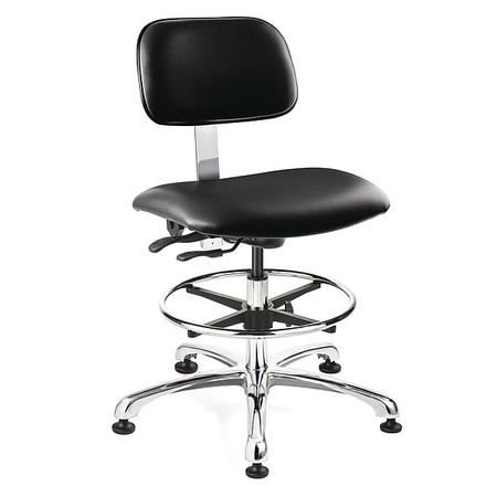Bevco Black Vinyl Cleanroom Chair w/tilt, ISO 6, 22-32" 4551C3-BK