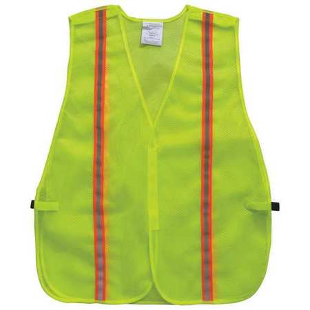 CONDOR High-Visibility Vest, Vertical, Mesh Polyester, Hook-and-Loop, Unrated, Lime, Size Universal 53YM03