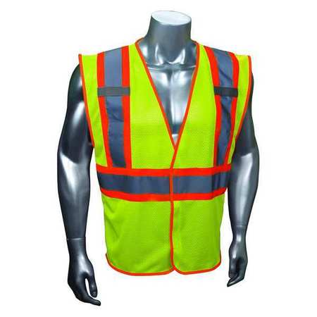 CONDOR High-Visibility Vest, Type R, ANSI Class 2, U-Block, Mesh Polyester, Hook and Loop, Lime, L/XL 53YN50