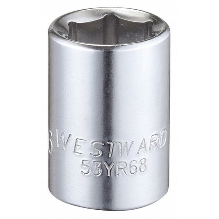 Westward 3/8 in Drive, 7/16" Hex SAE Socket, 6 Points 53YR68