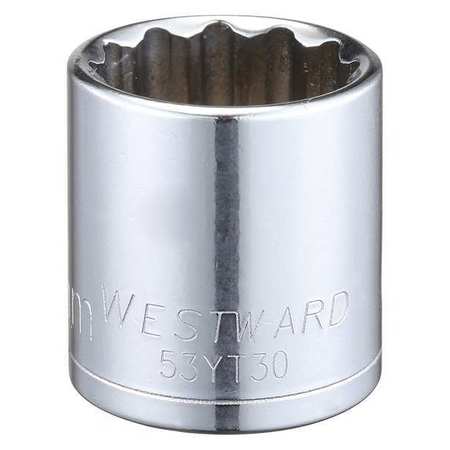 Westward 3/8 in Drive, 22mm Triple Square Metric Socket, 12 Points 53YT30