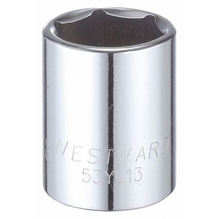 Westward 1/2 in Drive, 7/8" Hex SAE Socket, 6 Points 53YU13