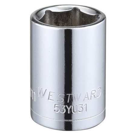 Westward 1/2 in Drive, 19mm Hex Metric Socket, 6 Points 53YU31